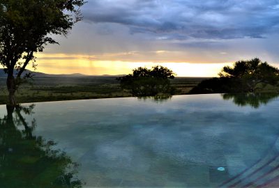 alt= "Views of the Serengeti plains from Melia Serengeti Lodge"